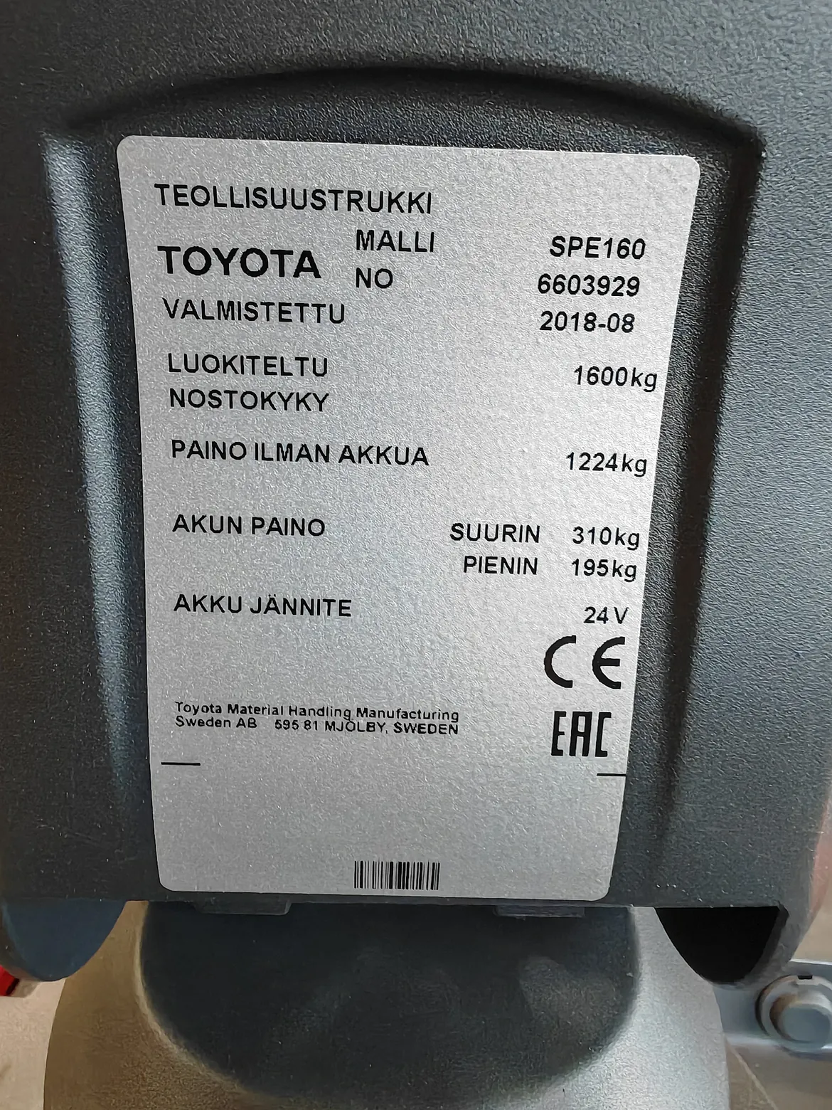 Toyota SPE120 pinoamisvaunu, vm. 2018